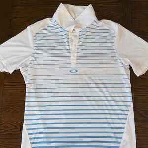 Oakley Men's Polo Shirt with Blue Stripes